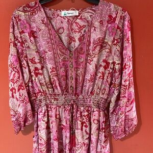 Pink and Red Paisley Dress